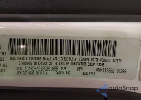 2015 Dodge Durango Sxt из США, поврежденный, VIN 1C4RDHAG1FC201855